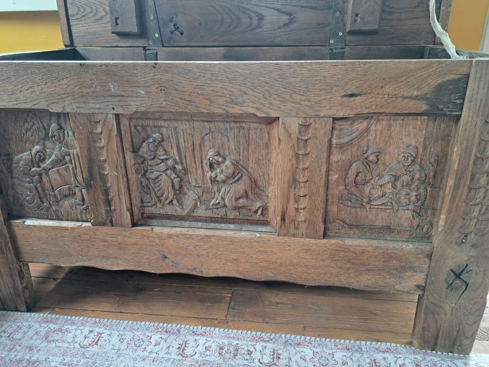 Prachtige oude eiken dekenkist, Ophalen of Verzenden, Gebruikt, 100 tot 150 cm, Minder dan 50 cm