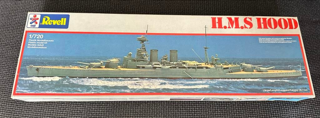 Vintage Revell 1/720 H.M.S Hood bouwpakket jaren ‘80, Hobby en Vrije tijd, Modelbouw | Boten en Schepen, Ophalen of Verzenden