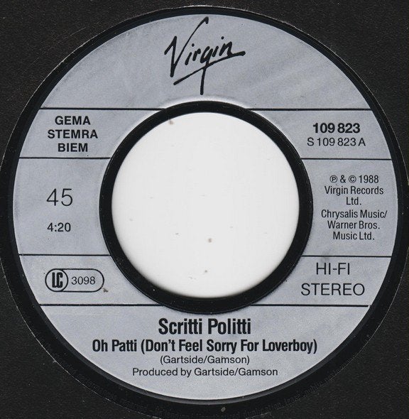 Scritti Politti - Oh Patti (Don't Feel Sorry For Loverboy), Ophalen of Verzenden, Gebruikt, 7 inch, Pop