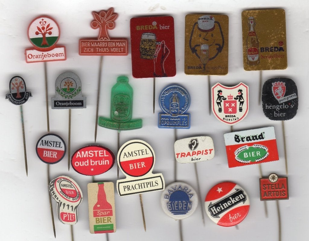 21 speldjes BIER ORANJEBOOM BREDA AMSTEL HEINEKEN BRAND (A3), Verzamelen, Speldjes, Pins en Buttons, Ophalen of Verzenden, Gebruikt