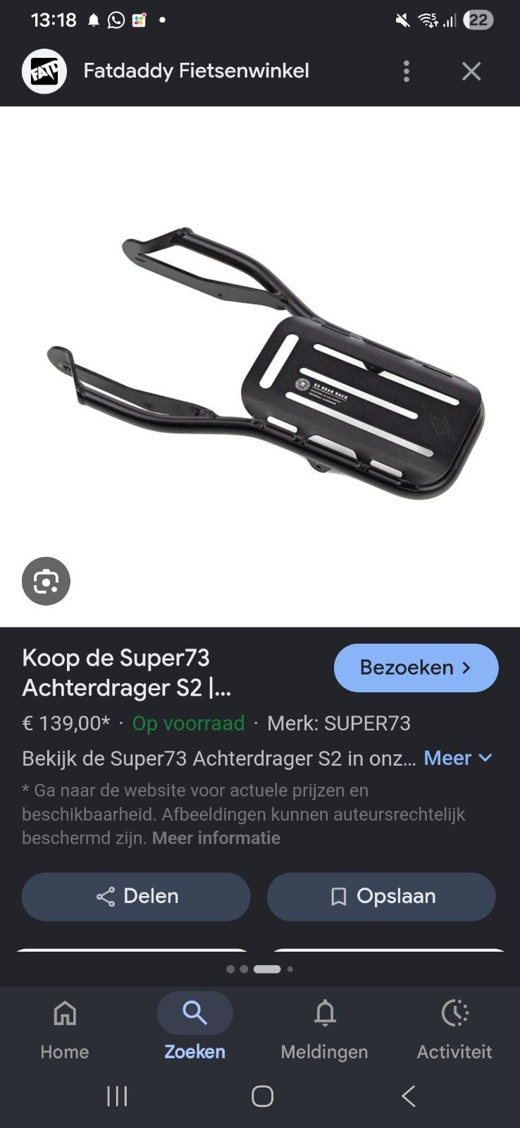 Super 73 S2 achterdrager, Ophalen of Verzenden, Nieuw