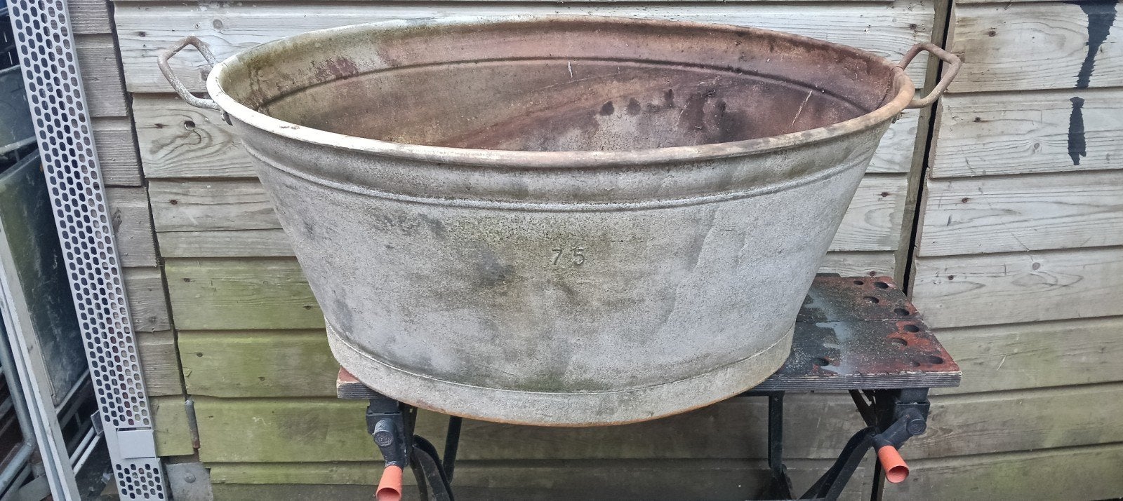 grote zinken teil, Tuin en Terras, Ophalen, Gebruikt, 30 tot 60 cm, Metaal