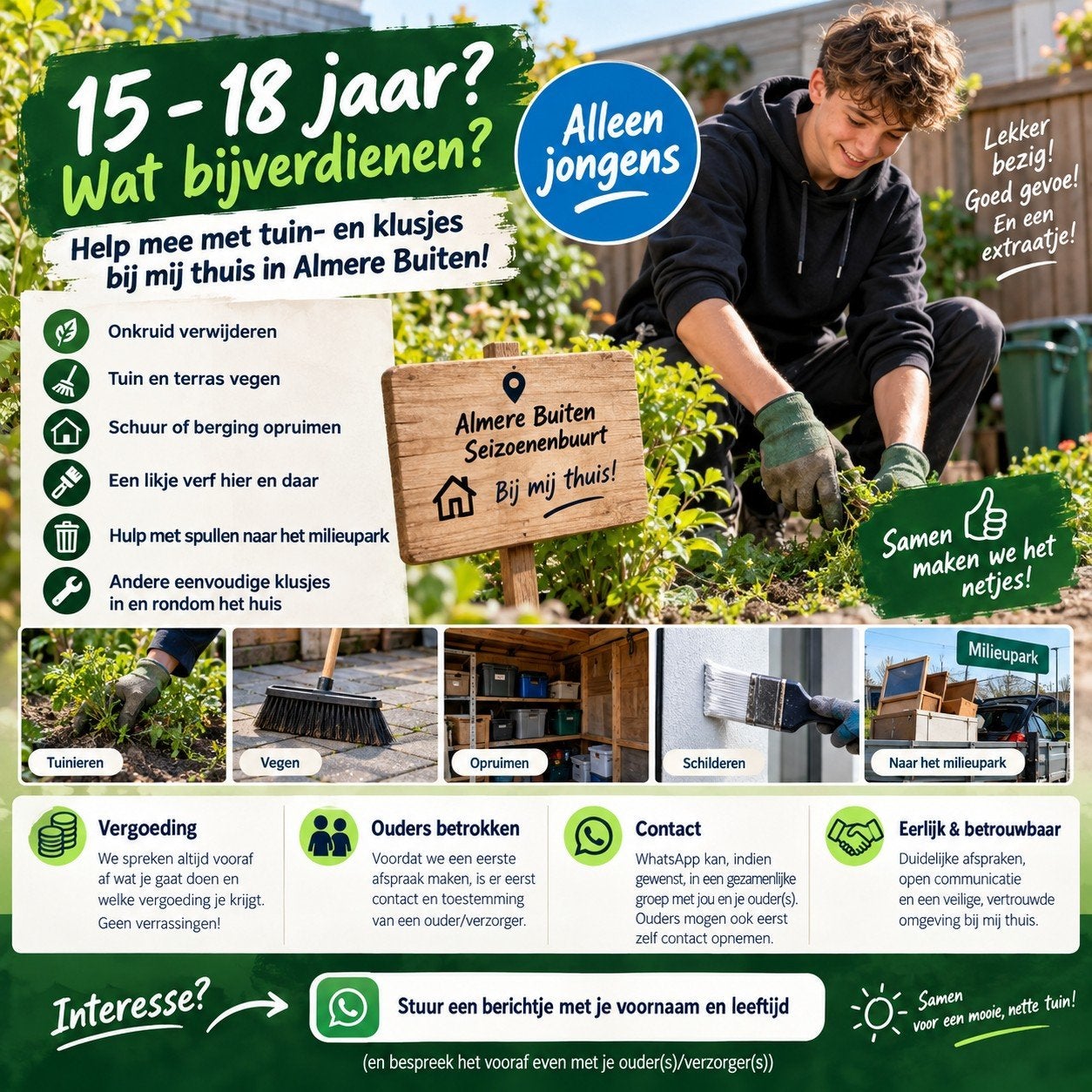 15–18 jaar en wat bijverdienen in Almere Buiten?