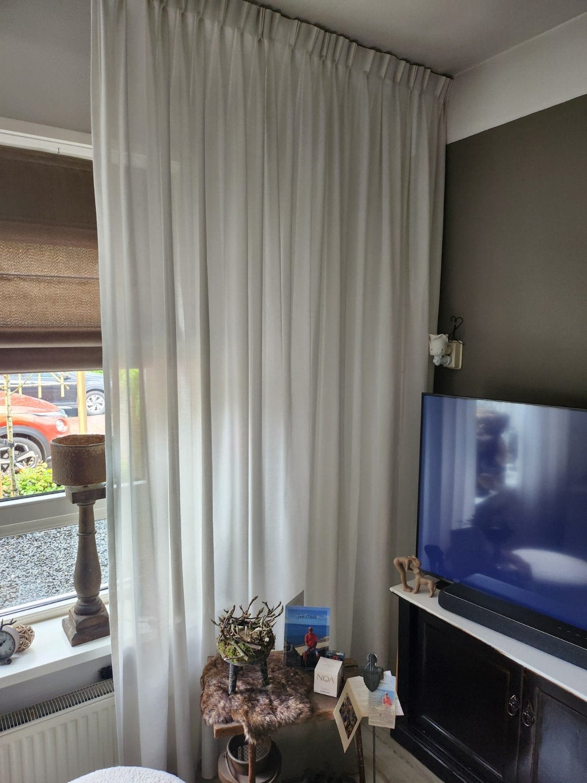 Mooie zgan vitrage off White, Huis en Inrichting, Ophalen, Zo goed als nieuw, 200 cm of meer, 200 cm of meer