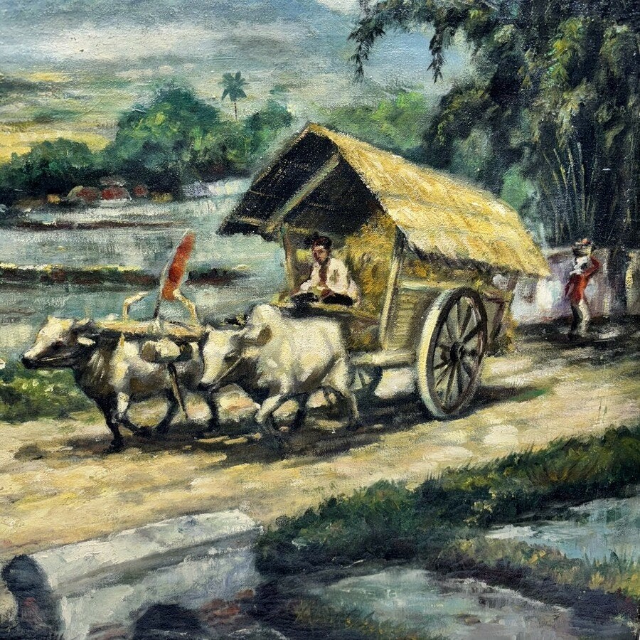 Sochieb (Indonesië, 1931) - Boer met kar, Ophalen of Verzenden