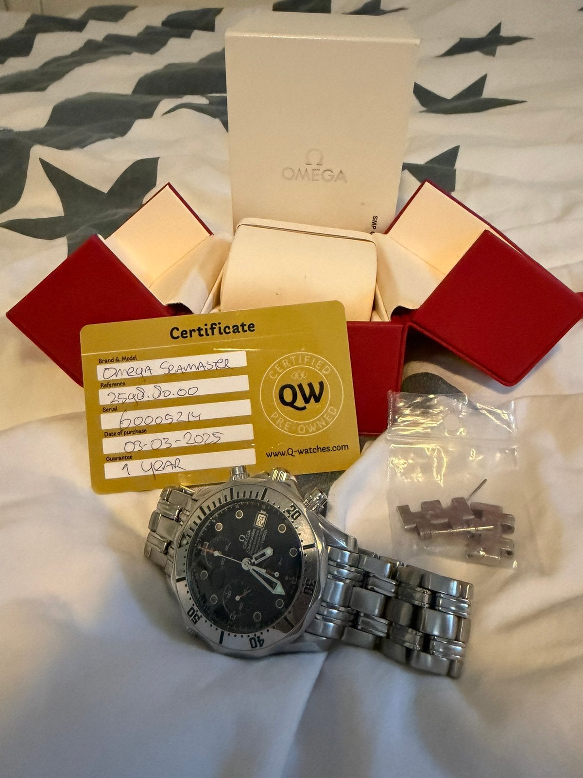 Omega Seamaster 300M Chronograph – Full Service 2024!, Ophalen of Verzenden, Gebruikt, Staal, Omega
