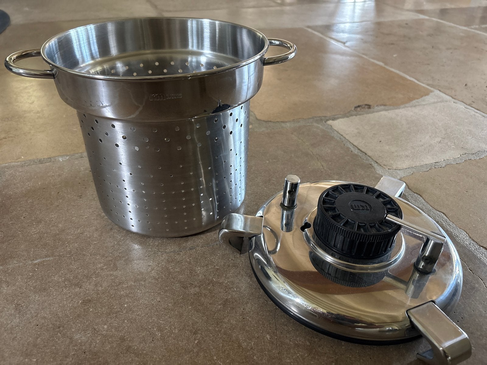 Pentole inzet + deksel voor hoge druk koken, Ø 21 cm, Snelkookpan, Gebruikt, Met deksel, Ophalen of Verzenden