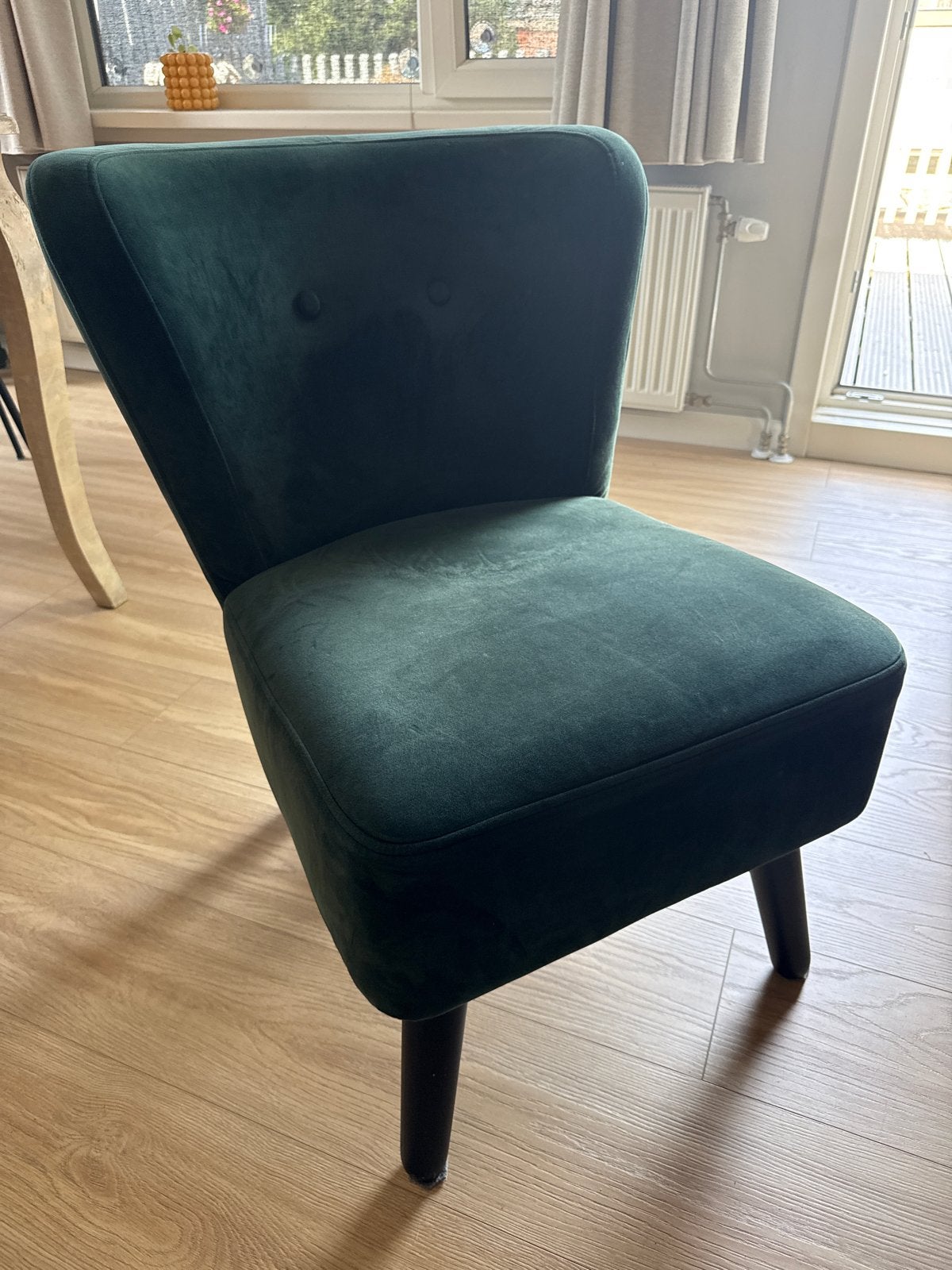 Groene velvet stoel - Comfortabel en stijlvol, Ophalen, Gebruikt, Overige kleuren, Eén