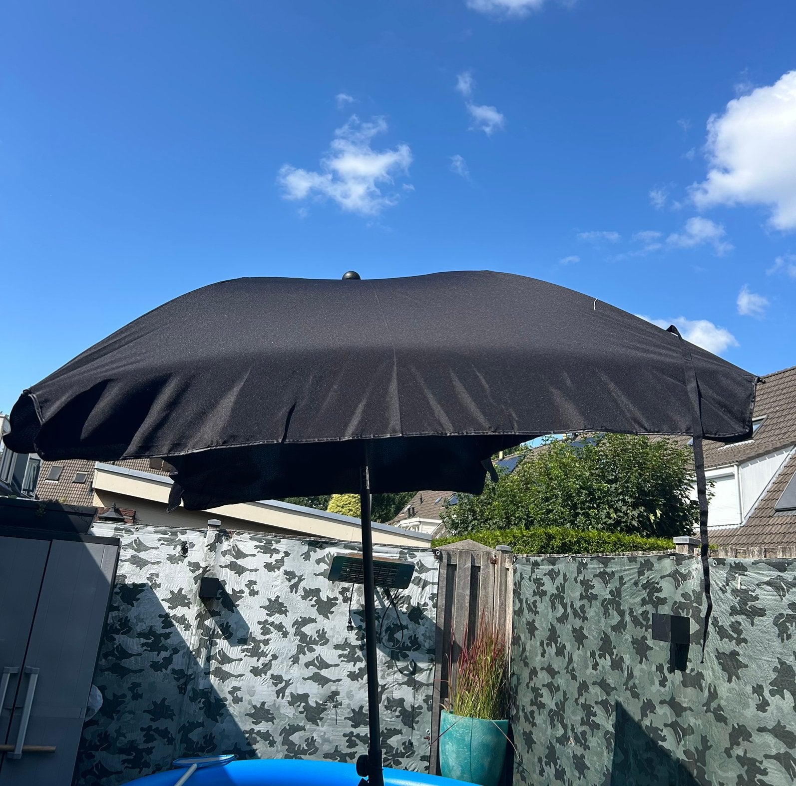 Parasol zwart vierkant balkon, Tuin en Terras, Ophalen, Zo goed als nieuw, Verstelbaar, 1 tot 2 meter