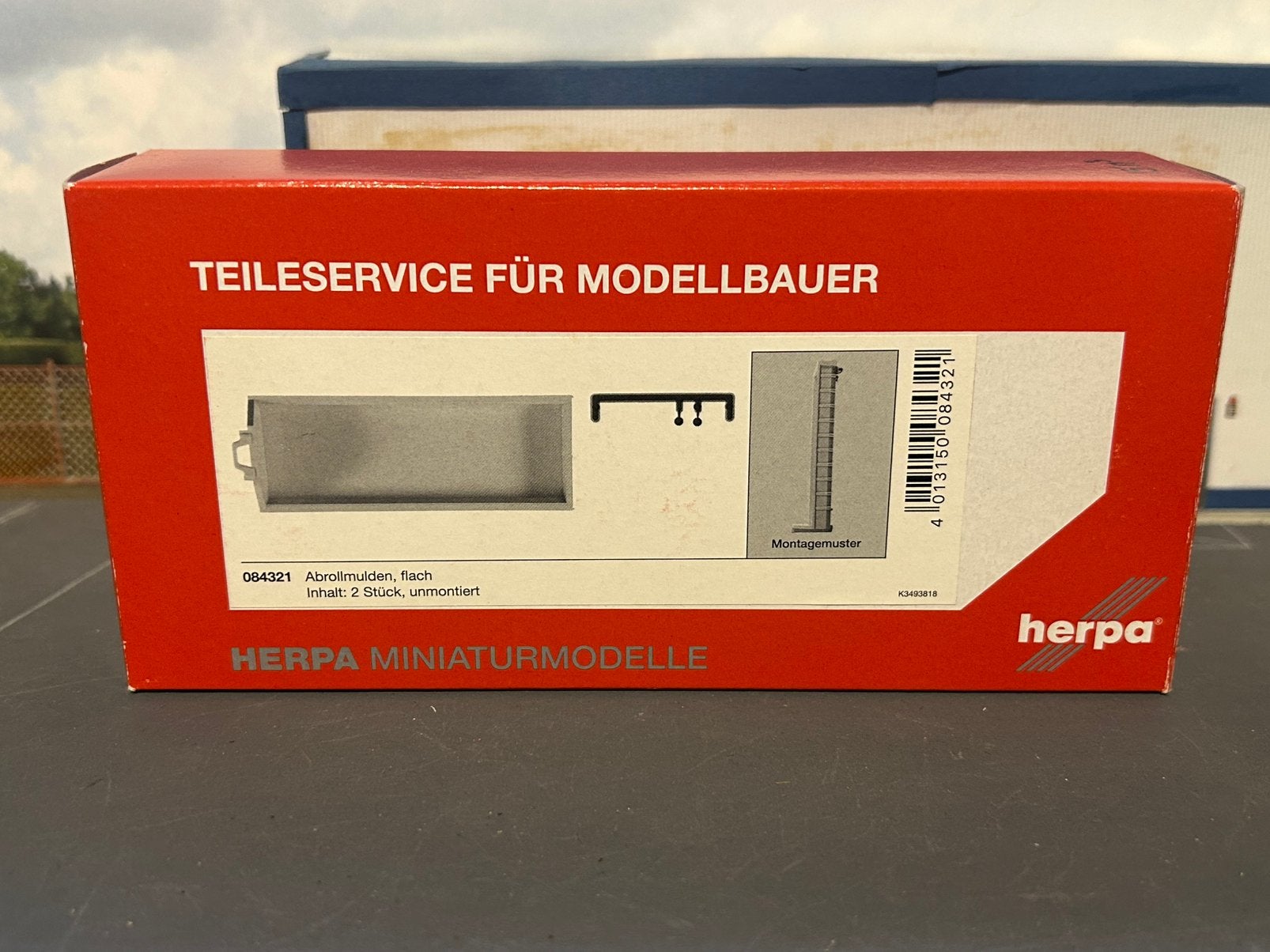 Herpa haakarm container 15m3, Ophalen of Verzenden, Zo goed als nieuw, Bus of Vrachtwagen, Herpa