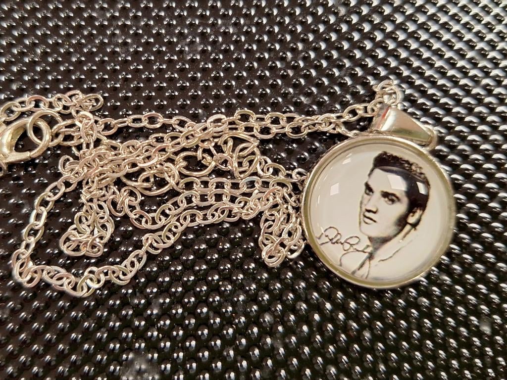 Ketting elvis Presley, Ophalen of Verzenden, Zo goed als nieuw, Zilver, Overige materialen