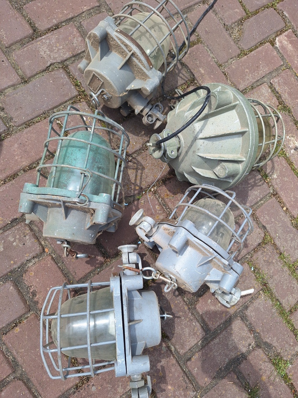 Set van 5 Vintage Industriële Scheepslampen, Antiek en Kunst, Antiek | Lampen, Ophalen