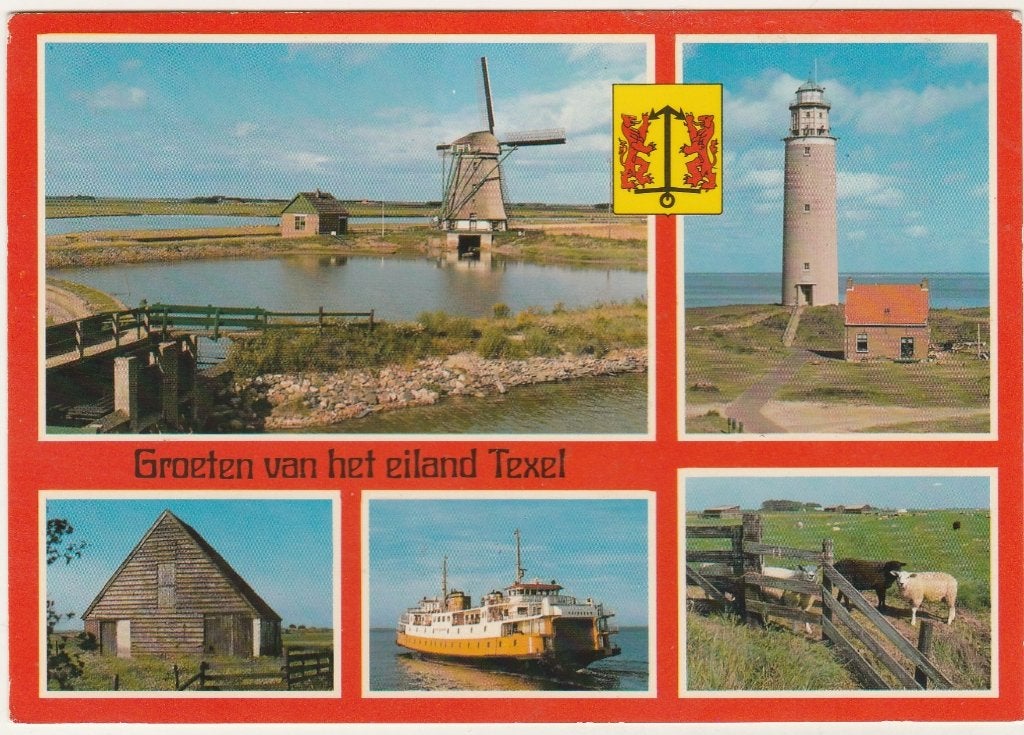 TEXEL Molen Veerboot Vuurtoren Groeten, Verzenden, 1980 tot heden, Gelopen, Waddeneilanden