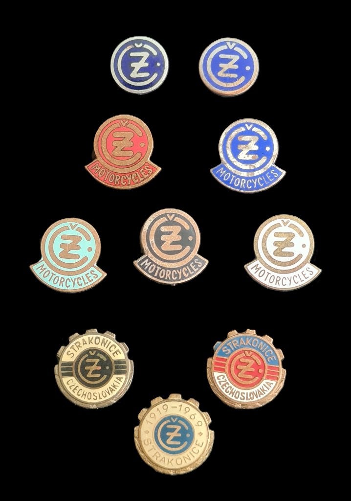 CZ Motorcycles collectie spelden(10 stuks), Verzenden, Nieuw, Transport, Speldje of Pin