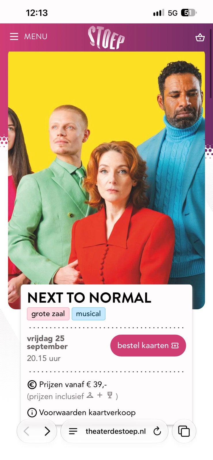 Next to Normal Spijkenissen vrijdag 25 september, Tickets en Kaartjes, Twee personen, September