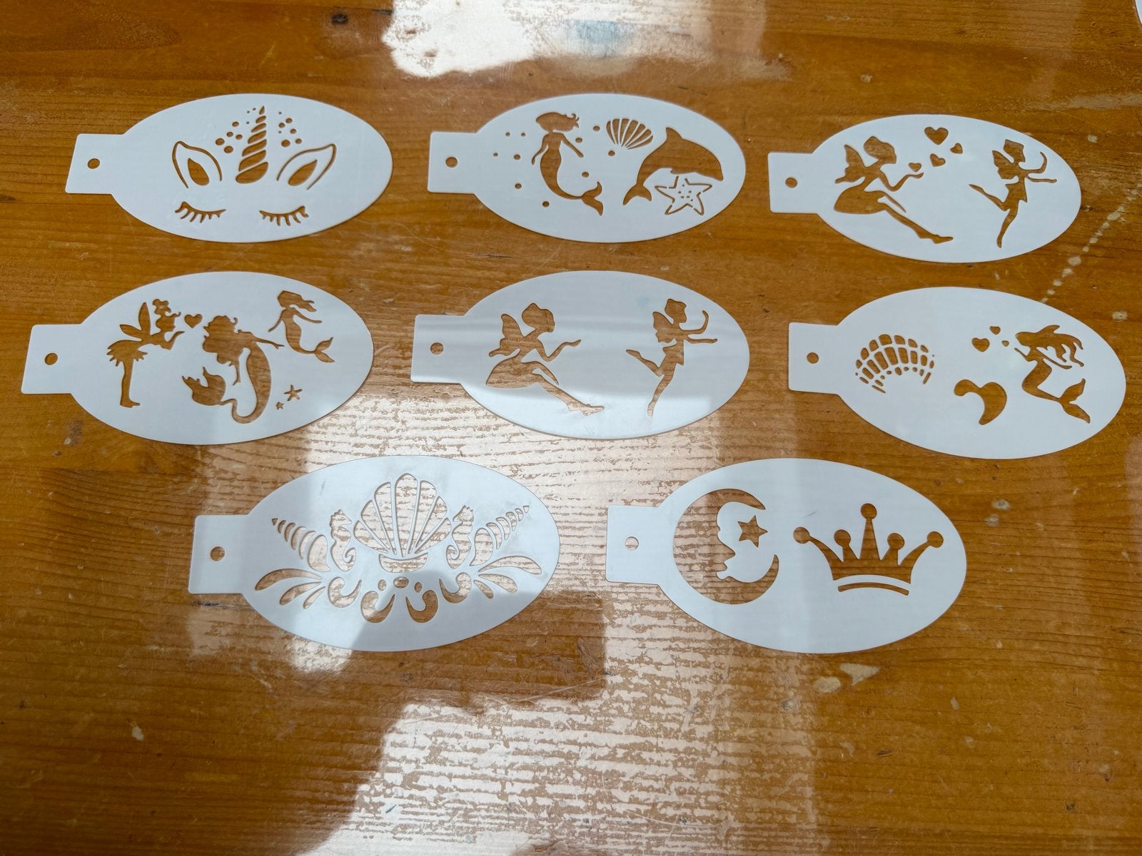 8 Verschillende Schmink/Glittertattoo Sjablonen, Fantasie, Nieuw, Ophalen of Verzenden, Kunststof