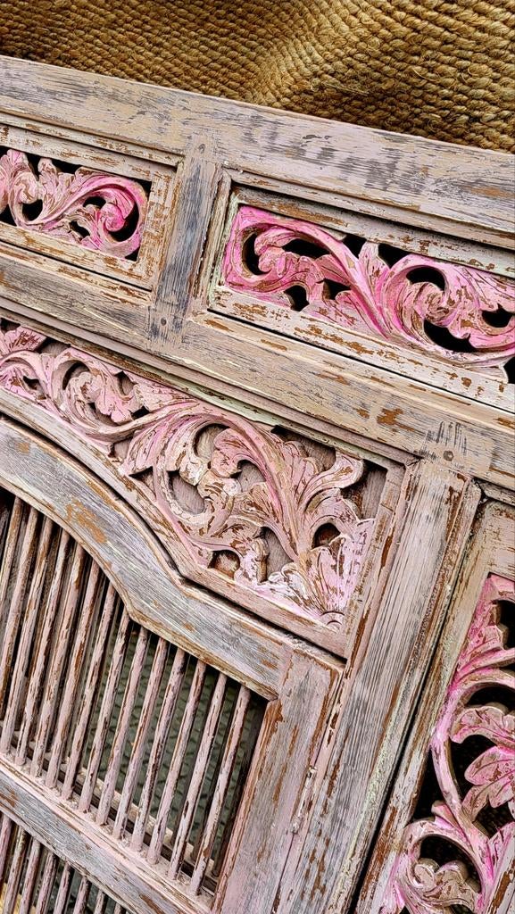 Roze/Balinese/Houtsnijwerk/Luik/Spiegel/XXXL, Ophalen