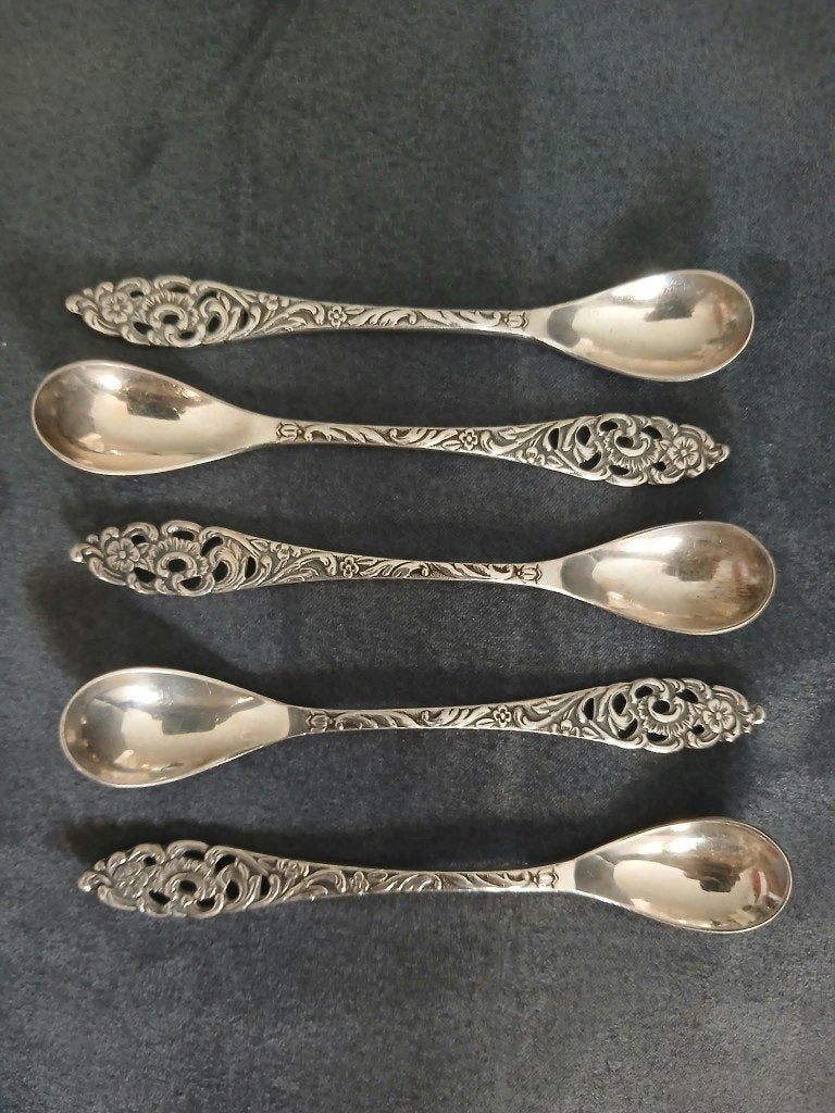 5x vintage sola 90 barok mokkalepels, Antiek en Kunst, Ophalen of Verzenden
