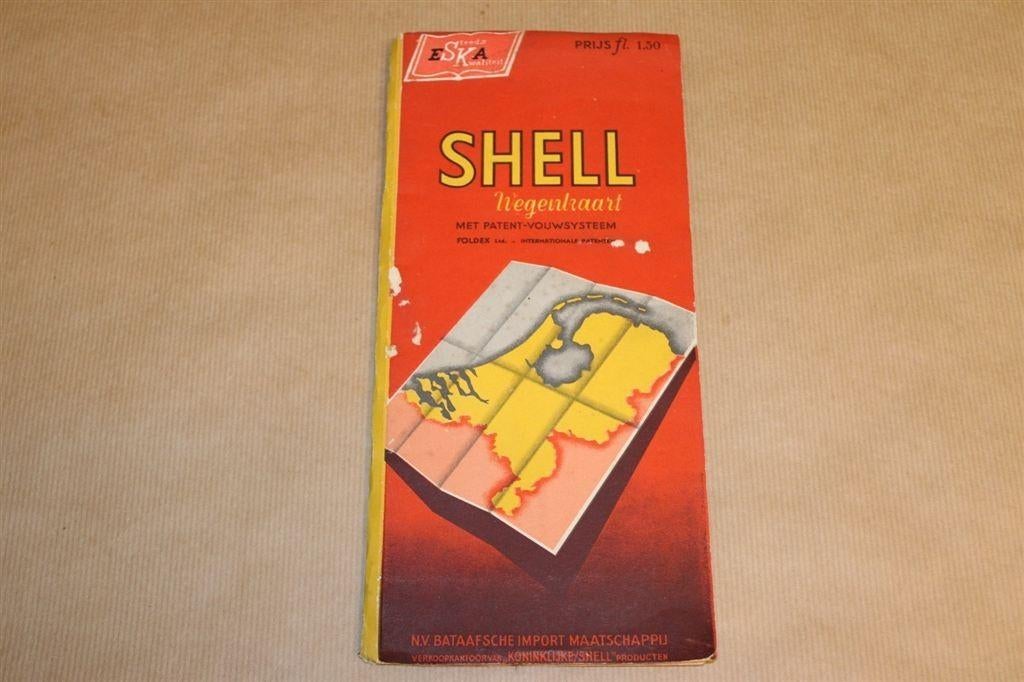 Shell Wegenkaart van Nederland - Circa 1935, Boeken, Atlassen en Landkaarten, Ophalen of Verzenden, 1800 tot 2000, Nederland, Landkaart