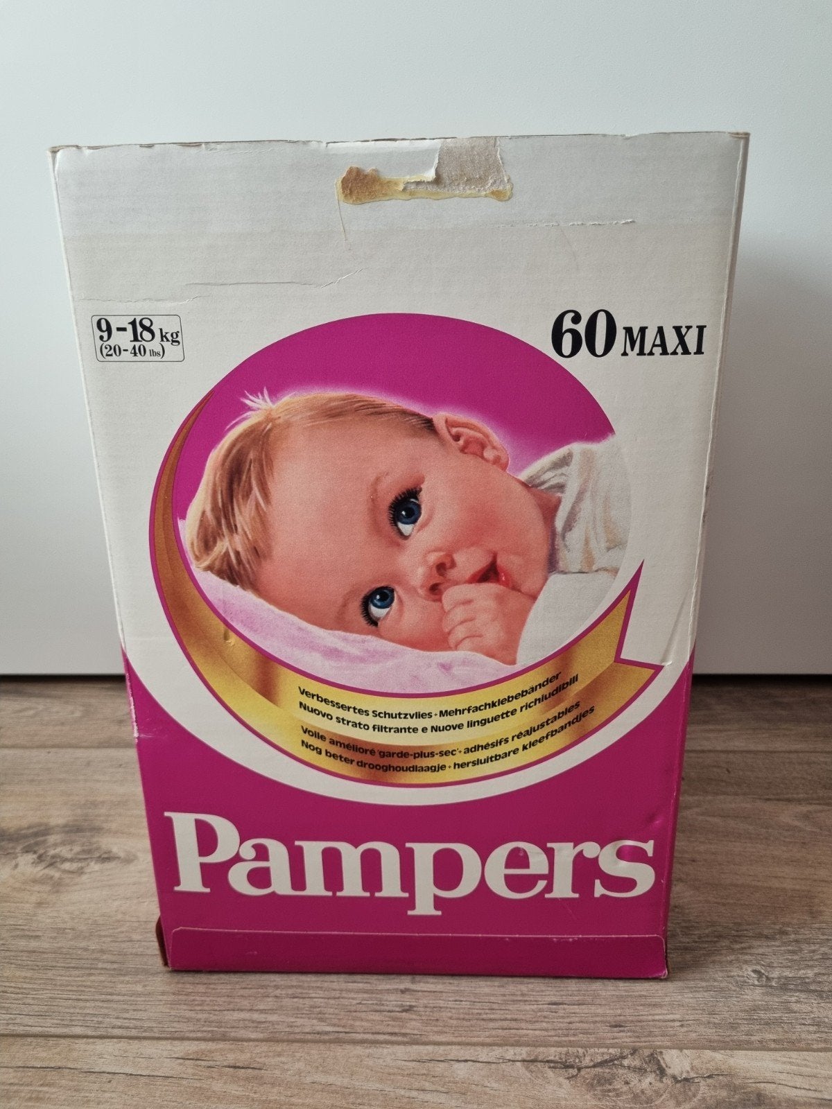 Vintage luier Pampers doos, Verzamelen, Ophalen of Verzenden, Gebruikt, Verpakking