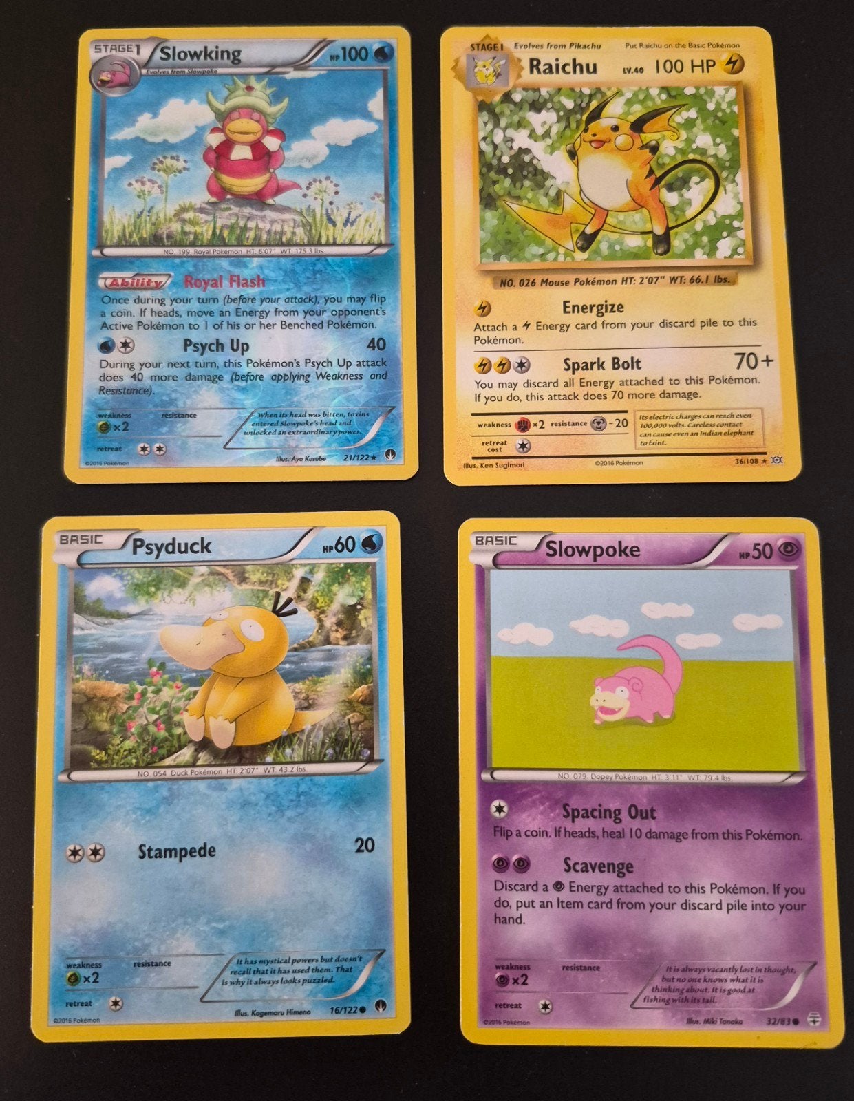 Pokémon kaarten: Slowking, Raichu, Psyduck, Slowpoke, Ophalen of Verzenden, Gebruikt, Meerdere kaarten