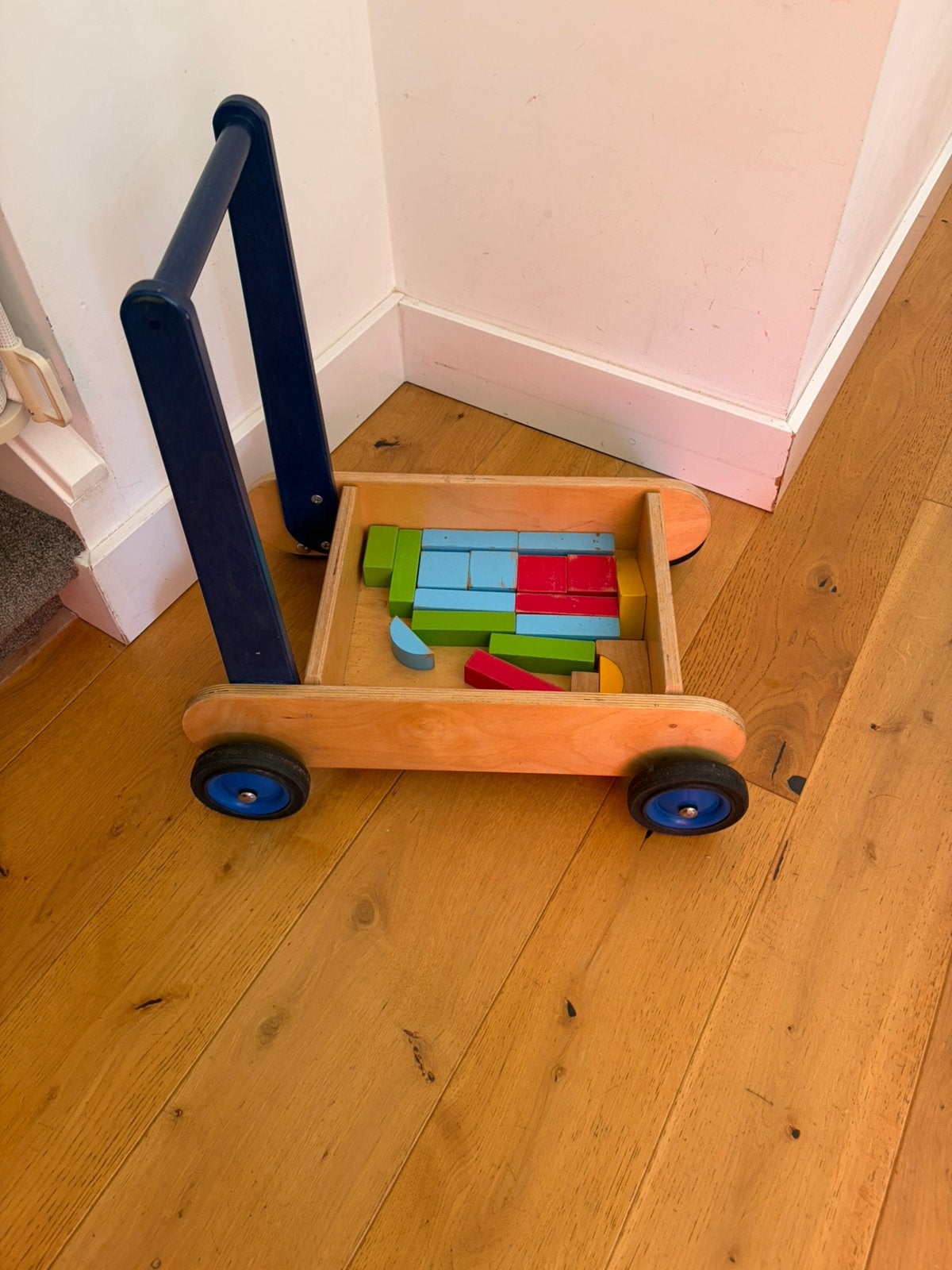 Houten loopkar, Kinderen en Baby's, Speelgoed | Houten speelgoed, Ophalen, Gebruikt, Duw- of Trekspeelgoed