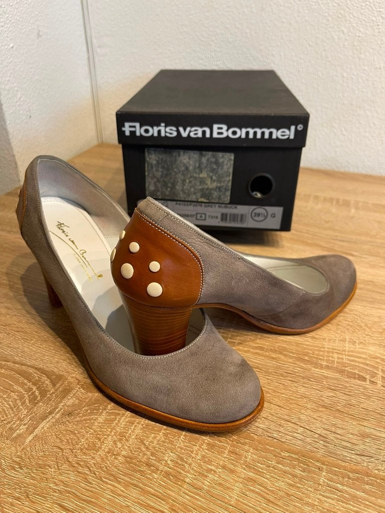 Floris van Bommel Pumps Grijs Nubuck Maat 39,5 Nieuw + Doos, Floris van Bommel, Floris van Bommel, Floris van Bommel, Nieuw