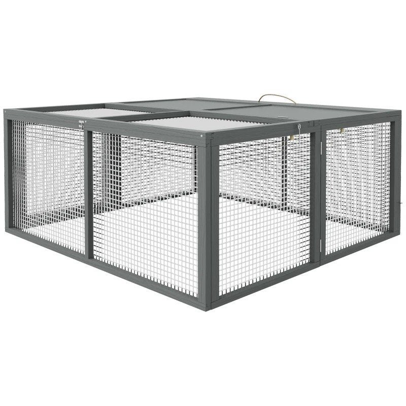 Dierenkooi, Konijnenhok, Opklapbaar Dak, Vurenhout, 120x120x, Dieren en Toebehoren, Knaagdieren en Konijnen | Hokken en Kooien