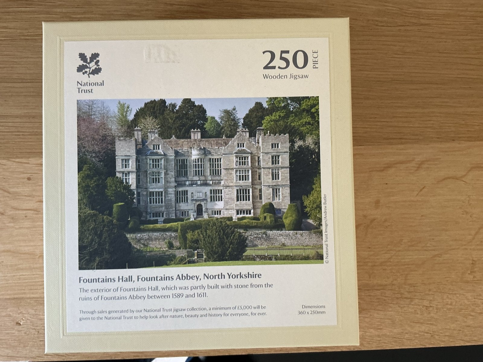 Wentworth Houten Legpuzzel Fountains Abbey 250 Stukjes, Ophalen of Verzenden, Minder dan 500 stukjes, Zo goed als nieuw, Legpuzzel