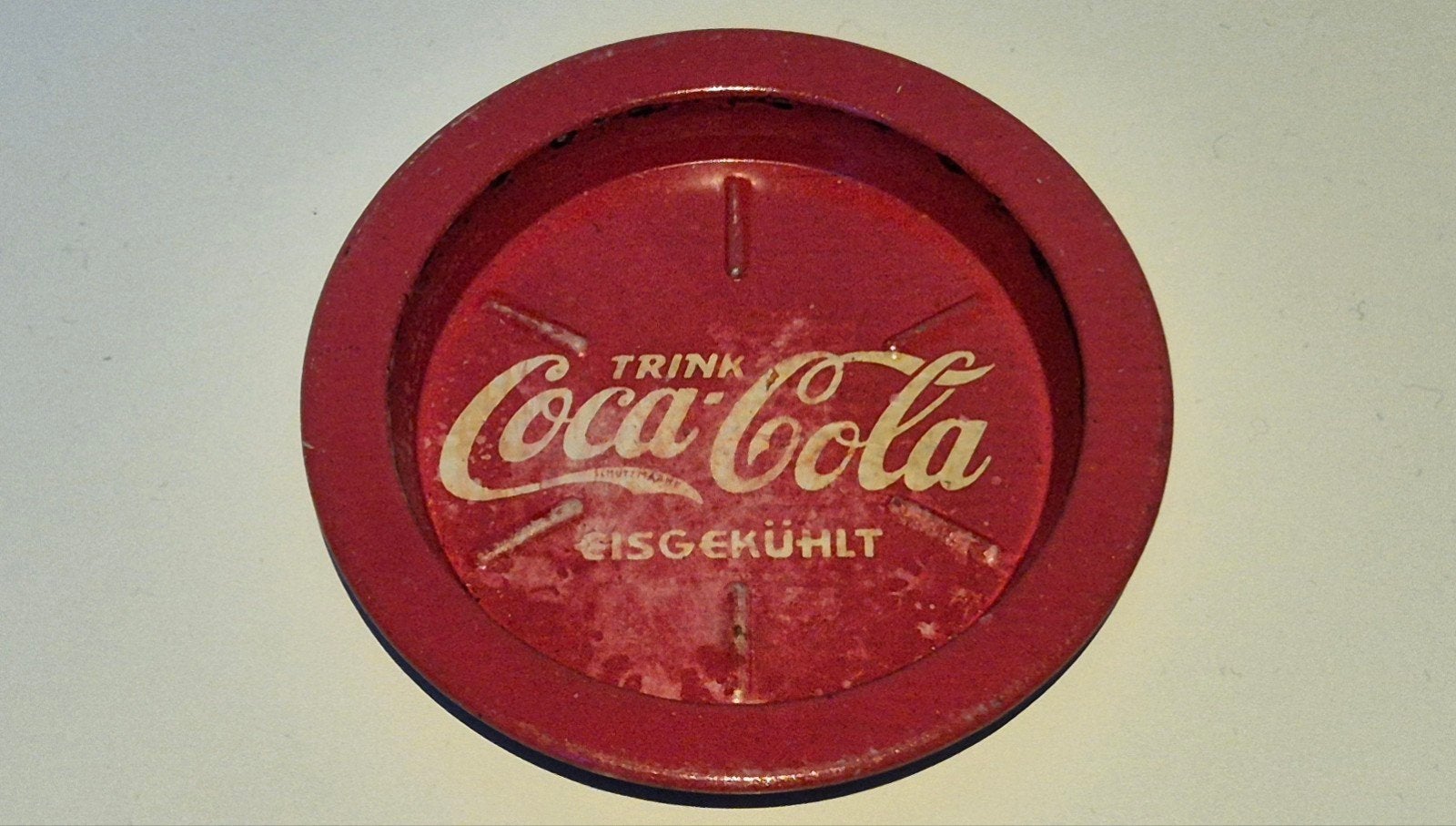 Vintage, blikken Coca-Cola onderzetter, Ophalen of Verzenden, Gebruikt, Gebruiksvoorwerp