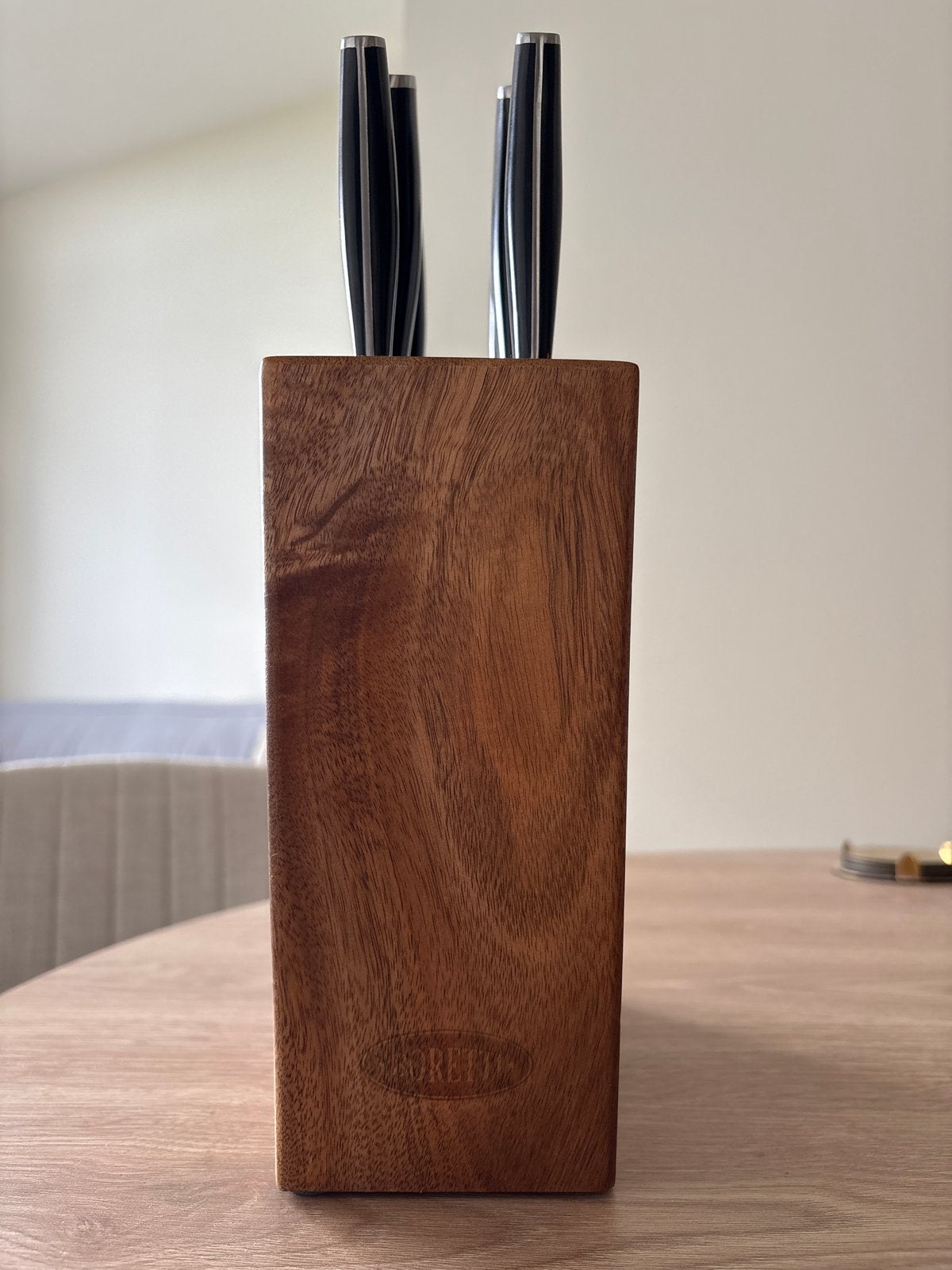 Boretti Messenset met Houten Blok - Zo goed als nieuw, Ophalen, Los bestek, Zo goed als nieuw, Rvs of Chroom