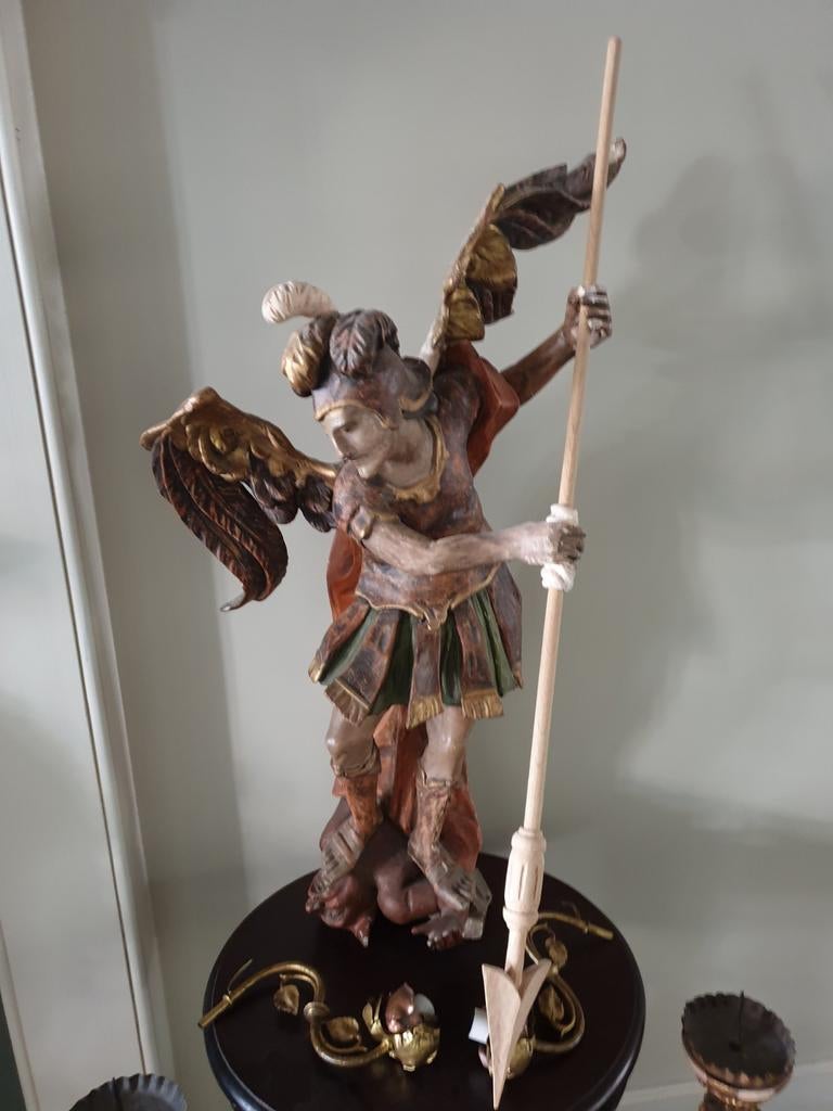 Antiek sculptuur Heilige Michael, Verzamelen, Beelden en Beeldjes, Ophalen