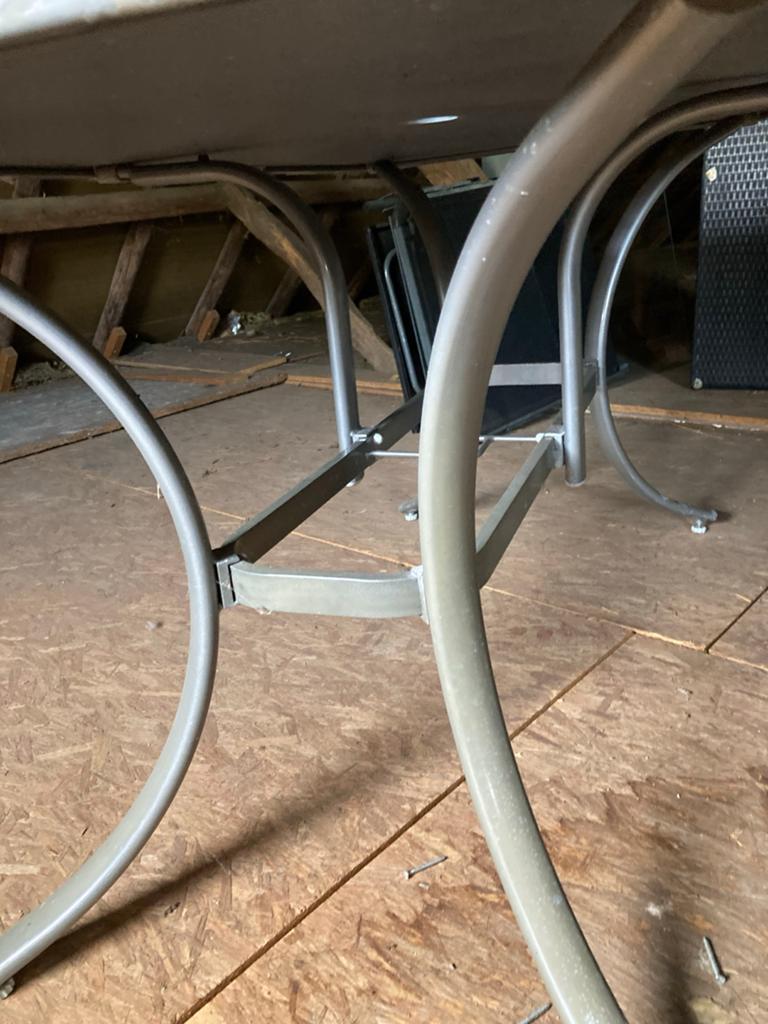Tuintafel hardglas aluminium frame 150x95x73 cm, Ophalen, Gebruikt, Rechthoekig, Aluminium