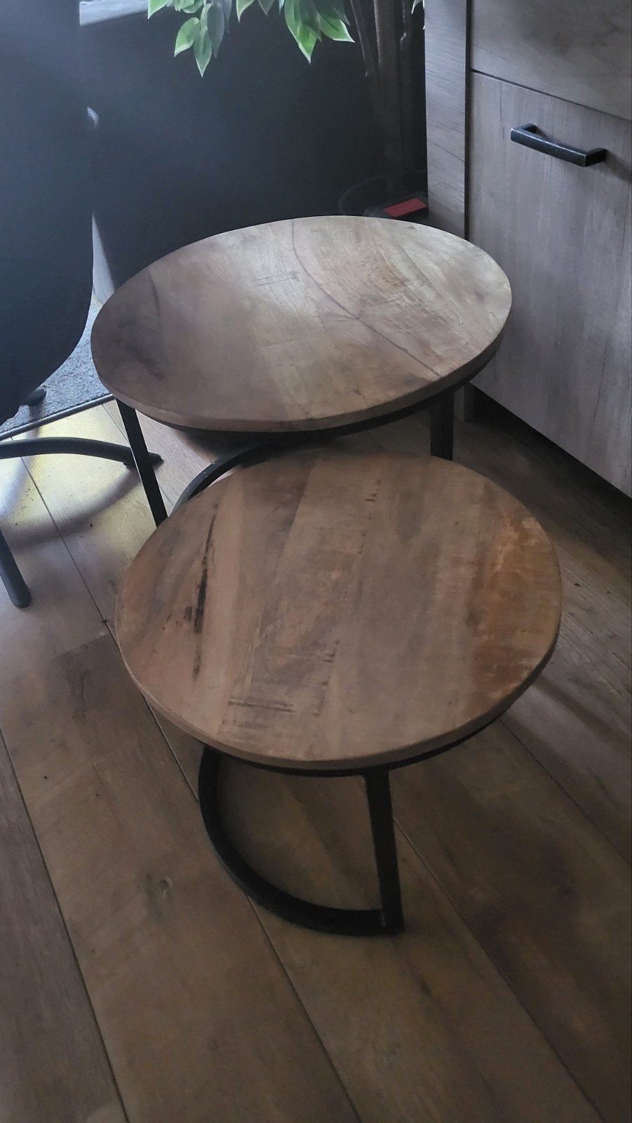 2 delig salontafel, Ophalen, 50 tot 100 cm, Rond, 50 tot 100 cm
