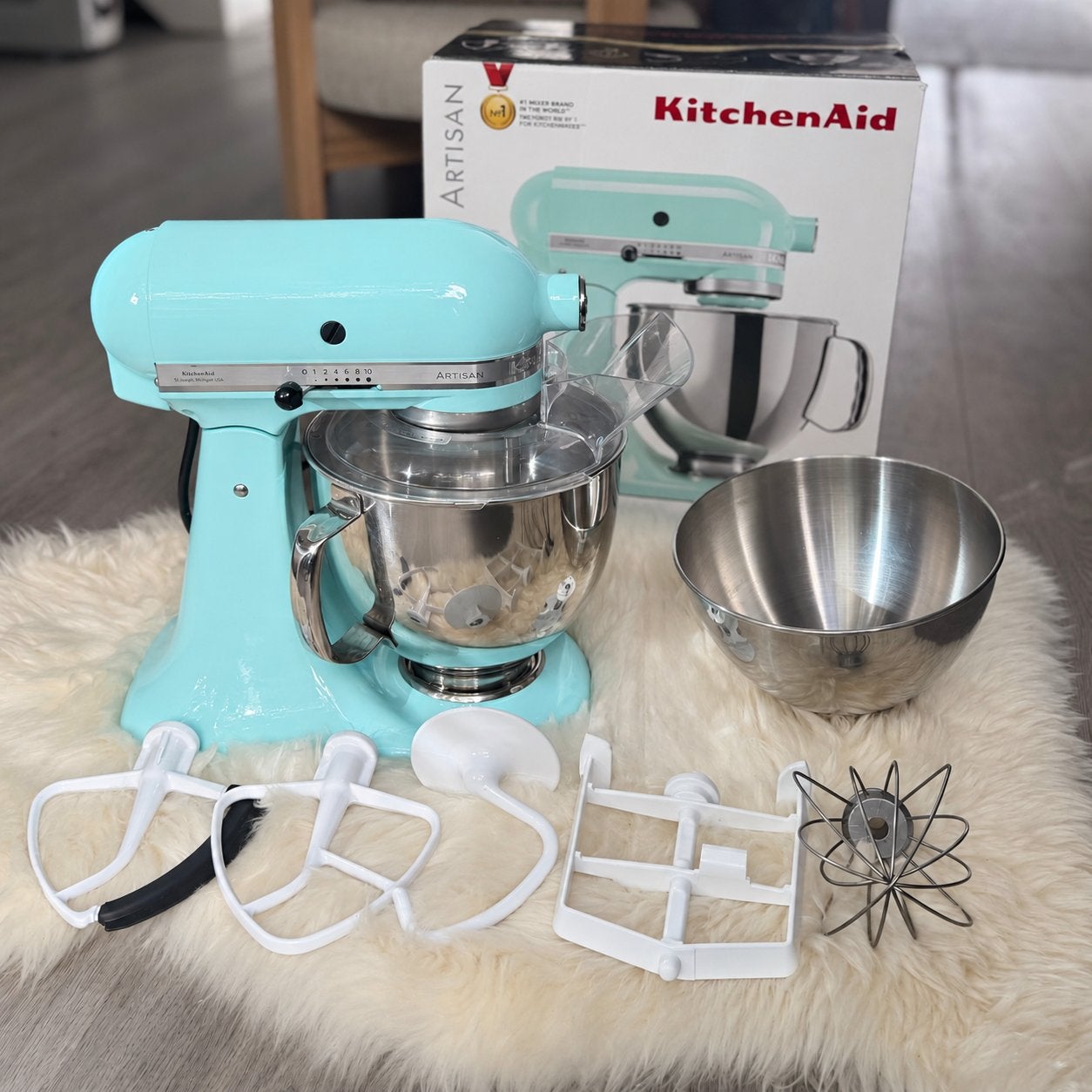 KitchenAid Artisan 4.8L Stand Mixer Ice Blue 5KSM175PSEIC, 4 liter of meer, 3 snelheden of meer, Ophalen of Verzenden, Zo goed als nieuw