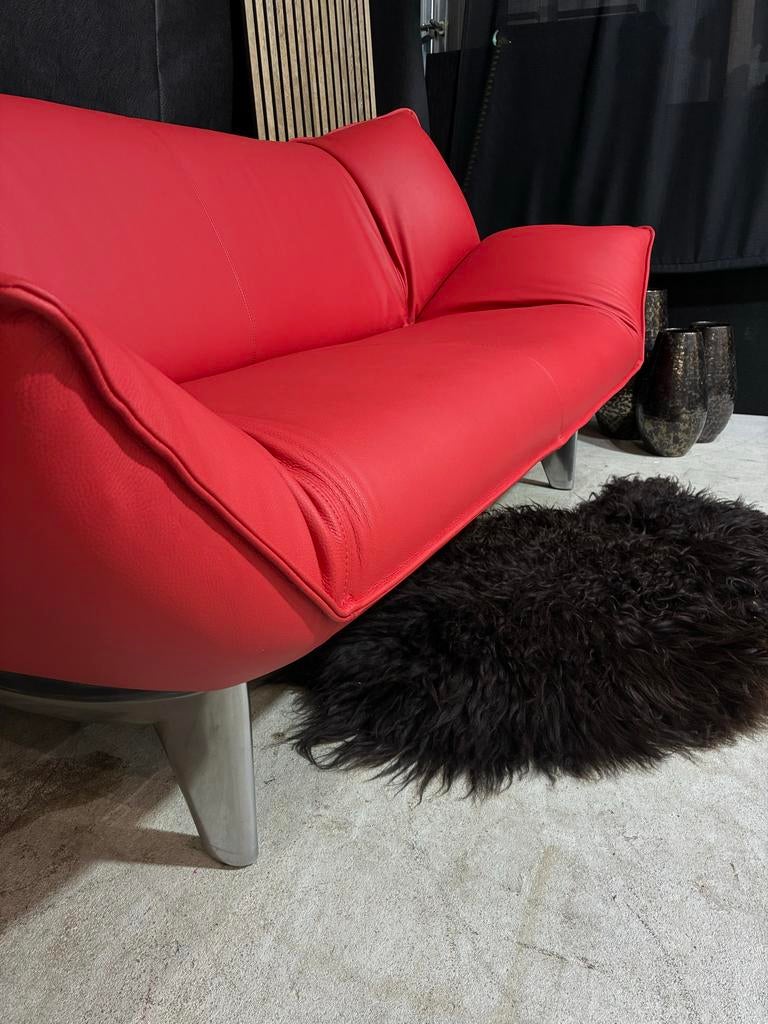 Leolux Tango 3-zitsbank Ferrari Rood Leer - Nieuw Leer