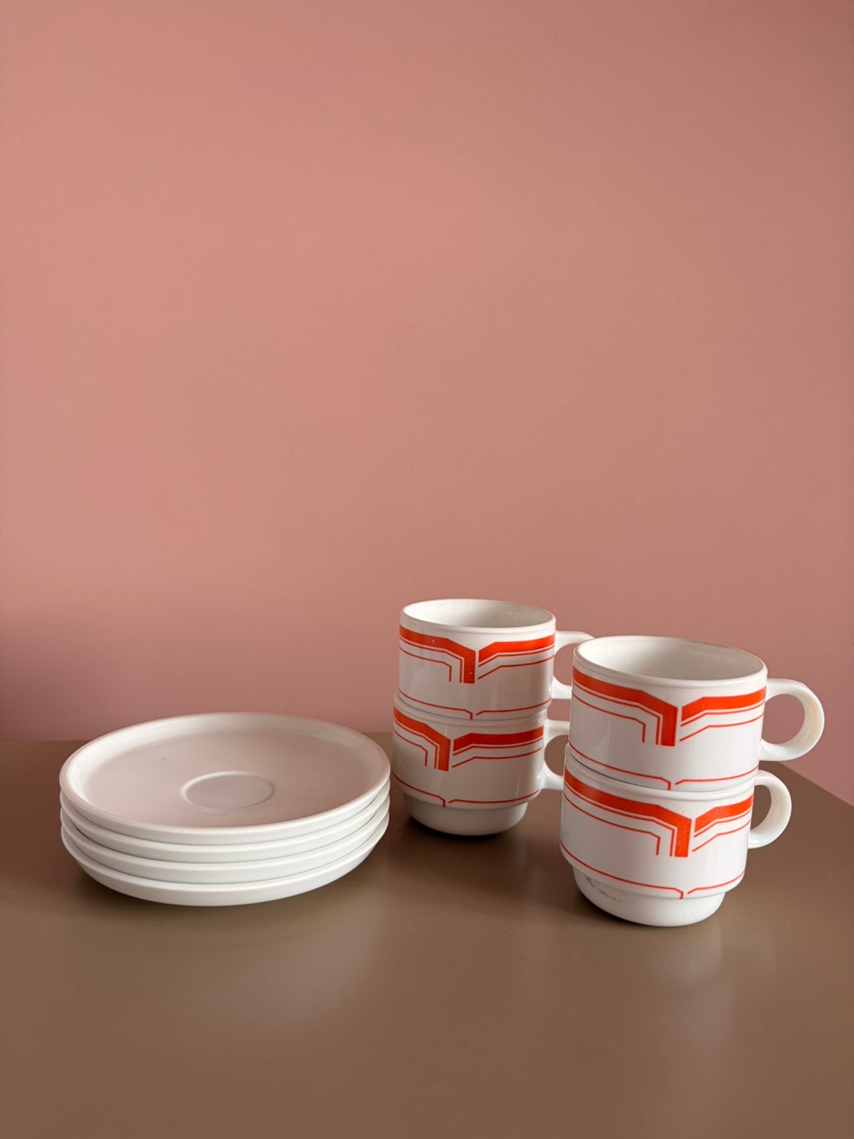 Vintage Rivanel France Melkglas Espressokopjes - Jaren, Huis en Inrichting, Keuken | Servies, Gebruikt, Overige merken, Vintage