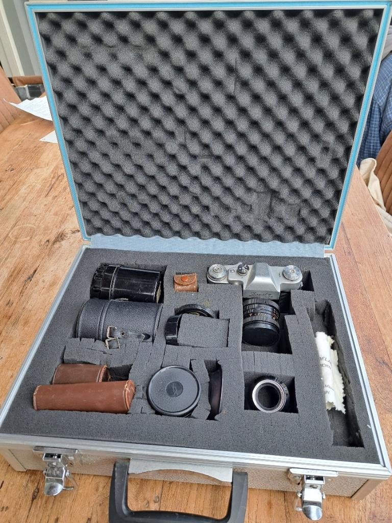 Zenit 3M set, MIR-1 GrandPrix, 2x Helios-44 (8-blads) Zebra, Ophalen, 1960 tot 1980, Fototoestel