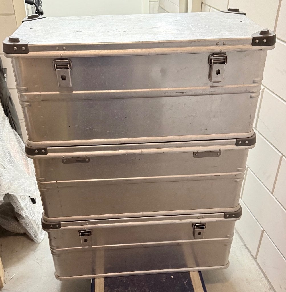 Set van 3 Zarges aluminium kisten/opbergboxen, Ophalen, Gebruikt