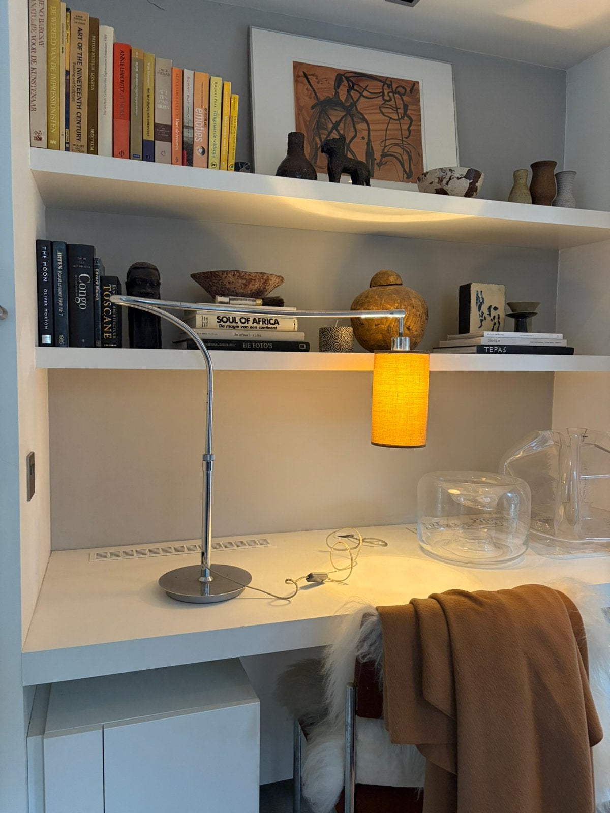 Vintage lampenvoet | Chroom | Mushroom lamp (?), Huis en Inrichting, Bureaulamp, Vintage, Ophalen of Verzenden, Zo goed als nieuw