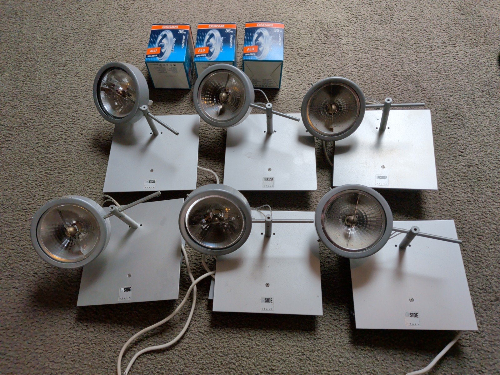 Set van 6 Inside Italy halogeen spots met Osram lampen, Overige merken, Gebruikt, Zilver, Modern