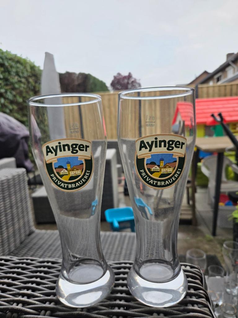 Ayinger bier glas 0,5L, 2 stuks, Verzamelen, Glas en Borrelglaasjes, Ophalen, Zo goed als nieuw, Bierglas