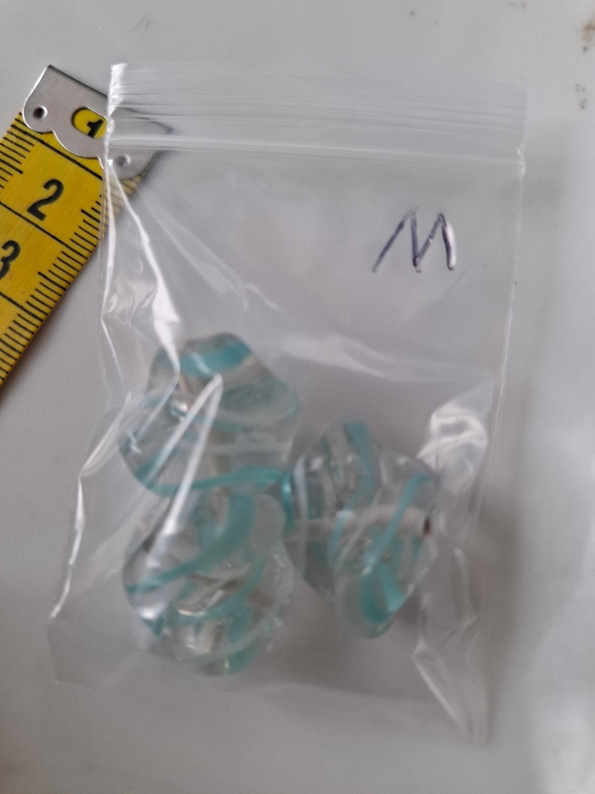 3 grote lampwork glaskralen blauw lichtblauw kralen, Kraal, -, -, Nieuw