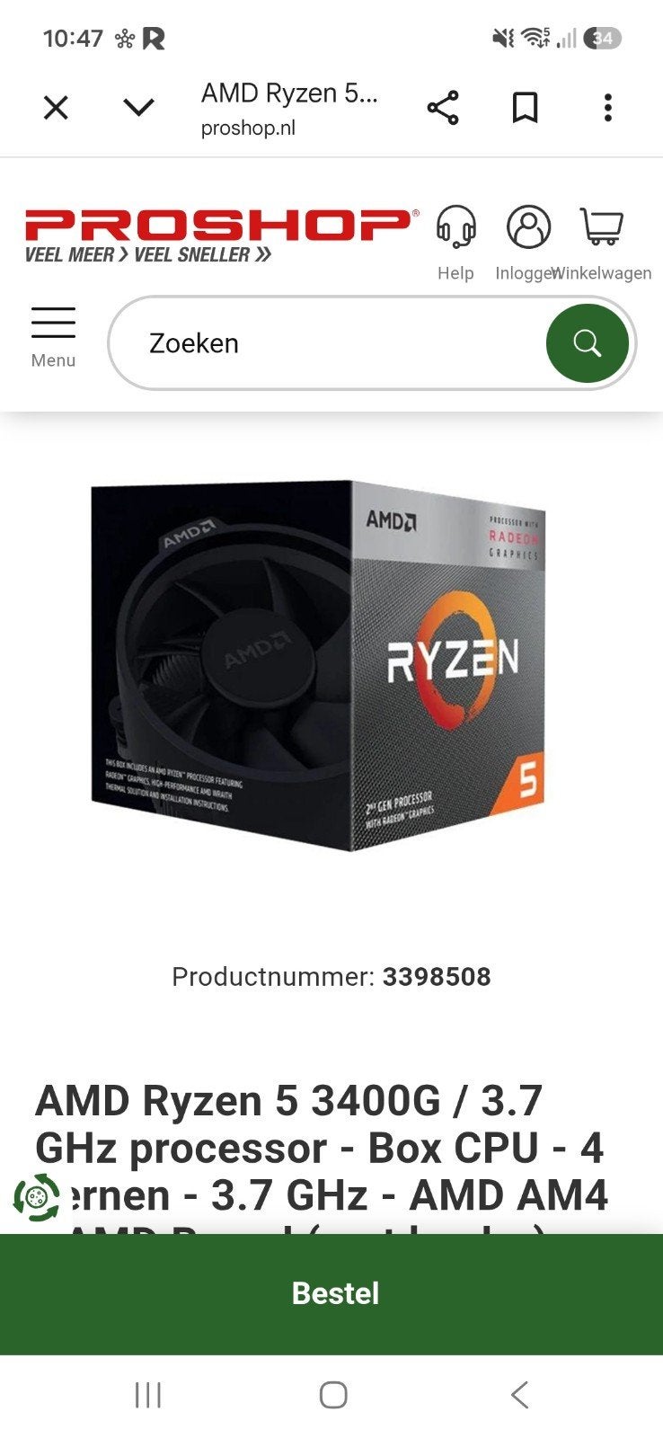 AMD Ryzen 5 3400G, Computers en Software, Processors, 4-core, Ophalen of Verzenden, AMD Ryzen 5 3400G, 3 tot 4 Ghz