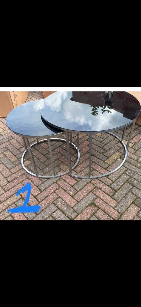 Twee delige salon tafel, Ophalen of Verzenden, Zo goed als nieuw, Rond, Minder dan 55 cm