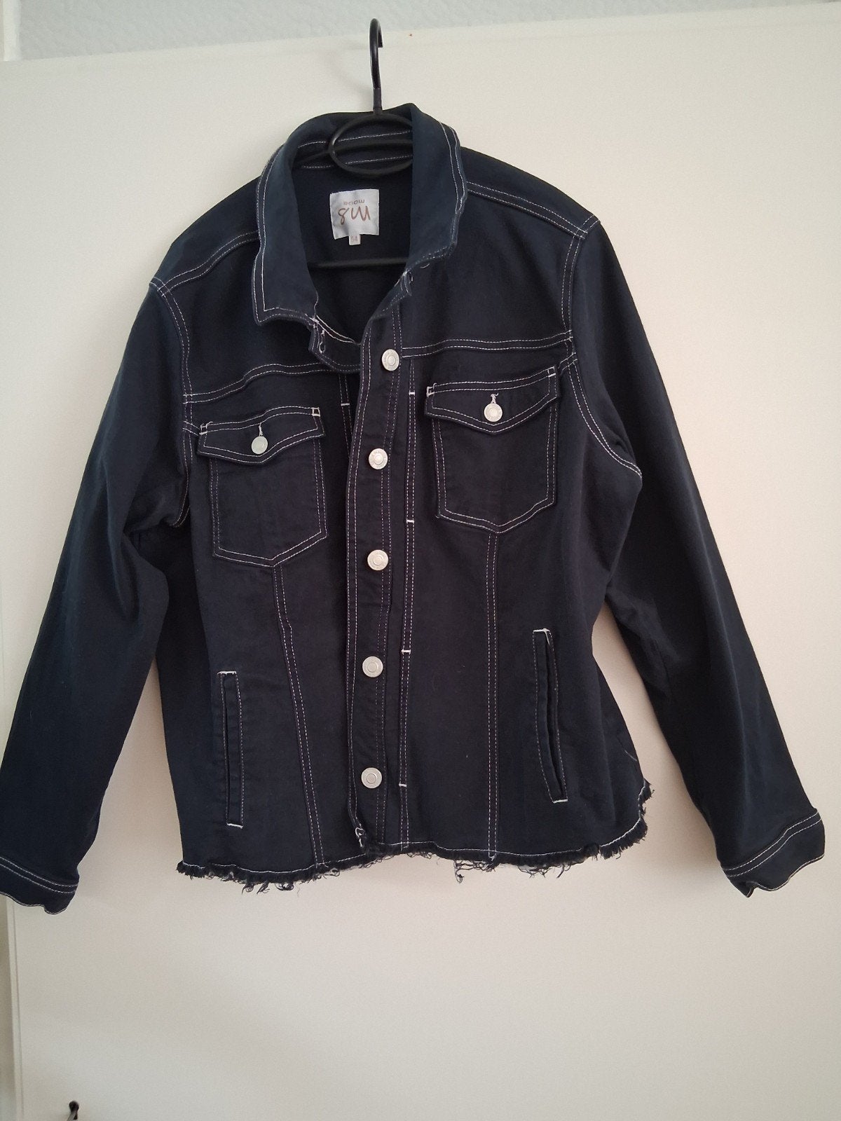 Spijkerjasje zwart MS mode 48/50, Ophalen of Verzenden, Zo goed als nieuw, Maat 46/48 (XL) of groter, Zwart