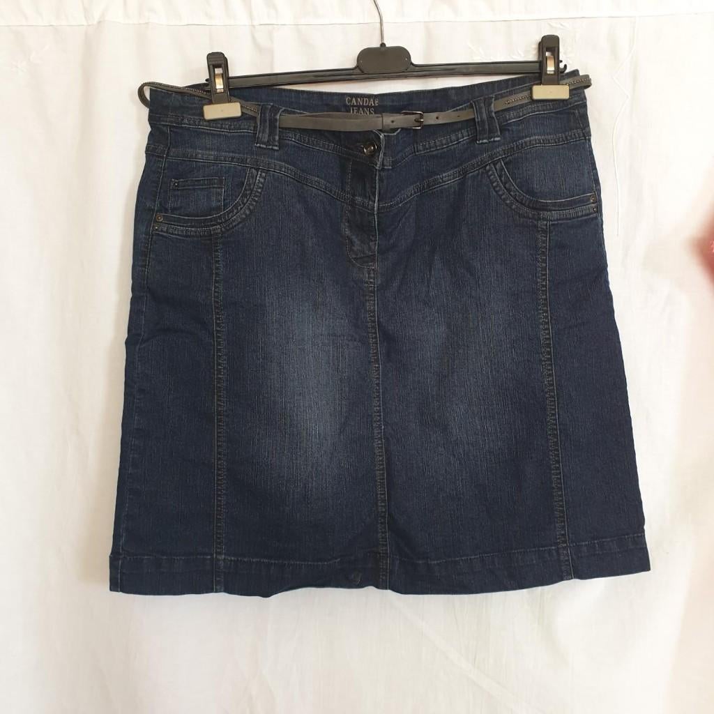 Stoere spiijkerrok, kort model. Mt 46., Merk Canda Jeans, Blauw, ., Maat 46/48 (XL) of groter, Ophalen of Verzenden