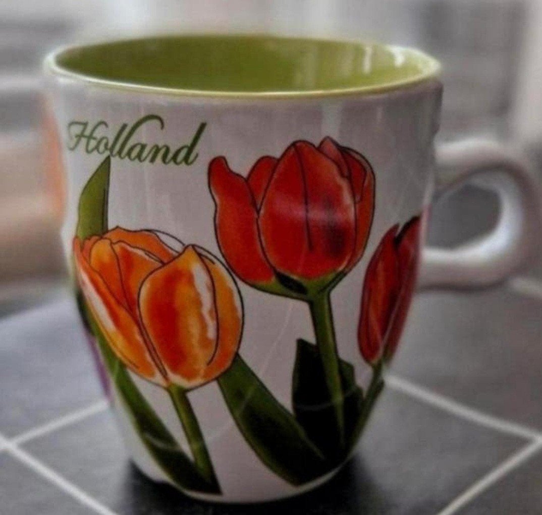 Senseokopje met Tulpen opdrukken, Ophalen of Verzenden, Zo goed als nieuw, Overige stijlen, Kop(pen) en/of Schotel(s)