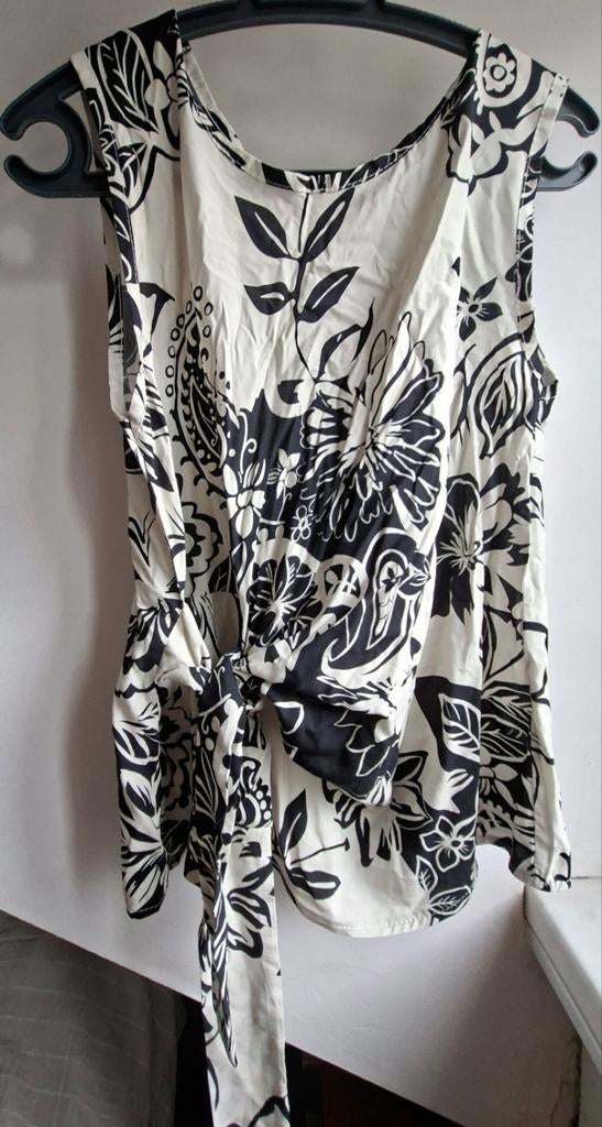 Mouwloze blouse met asymmetrische strik - Perla Nera, Zwart, Ophalen of Verzenden, Zonder mouw, Gedragen