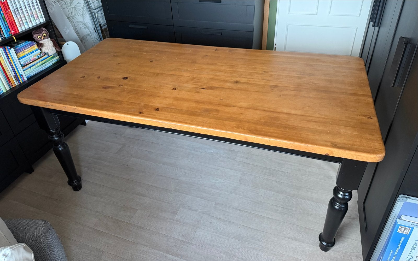 Houten eettafel met lade, 180x90 cm, Ophalen, Gebruikt, 50 tot 100 cm, 150 tot 200 cm